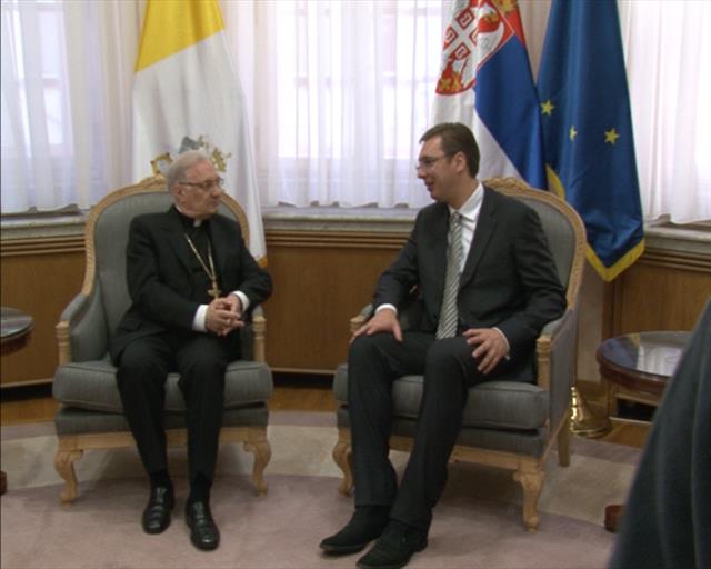 Papal Nuncio Orlando Antonini and Aleksandar Vucic